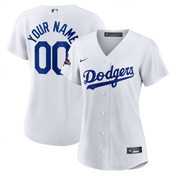 Women's Los Angeles Dodgers Nike White 2024 World Series Champions Home Custom Replica Jersey