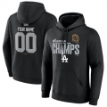 Men's Los Angeles Dodgers Black 2024 World Series Champions Custom Name & Number Pullover Hoodie