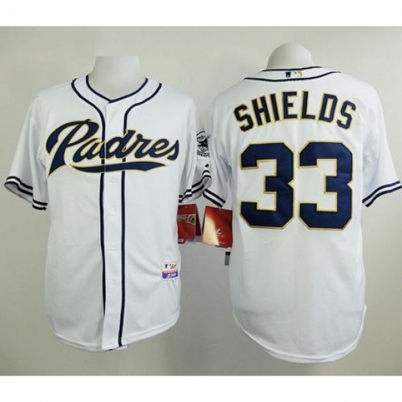 Padres #33 James Shields White Cool Base Stitched MLB Jersey