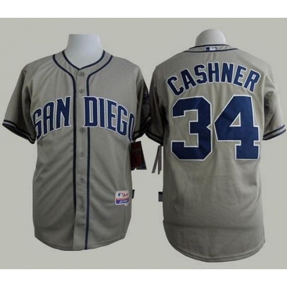 Padres #34 Andrew Cashner Grey Cool Base Stitched MLB Jersey