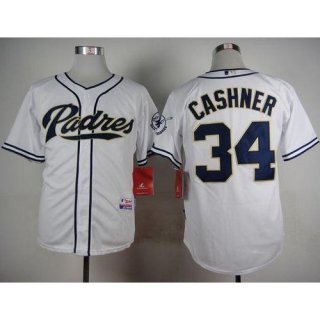 Padres #34 Andrew Cashner White Cool Base Stitched MLB Jersey