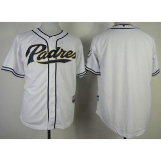 Padres Blank White Cool Base Stitched MLB Jersey