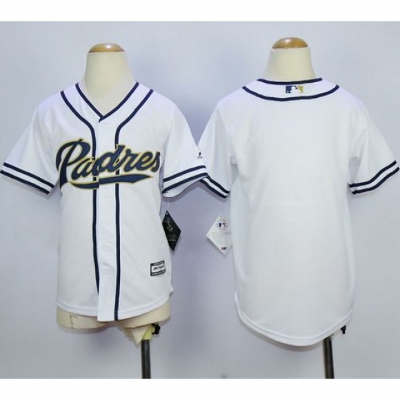 Padres Blank White Home Cool Base Stitched Youth MLB Jersey