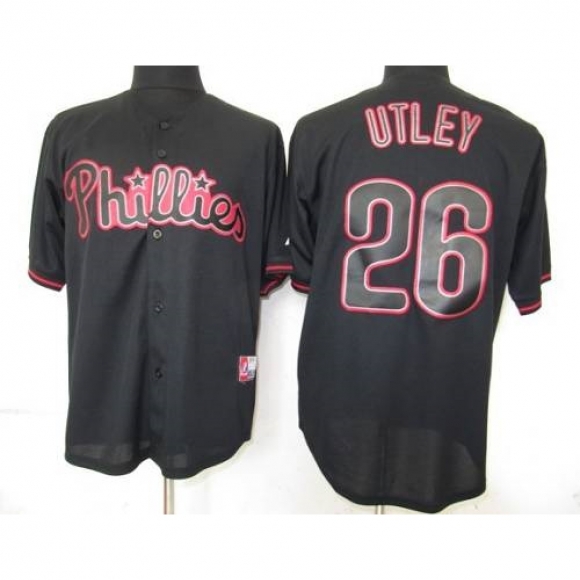 Phillies #26 Chase Utley Black Fashion Stitched MLB Jersey