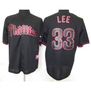 Phillies #33 Cliff Lee Black Fashion Stitched MLB Jersey