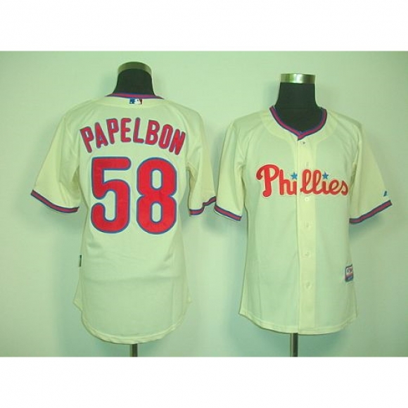 Phillies #58 Jonathan Papelbon Cream Cool Base Stitched MLB Jersey