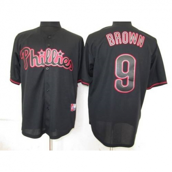 Phillies #9 Domoic Brown Black Fashion Stitched MLB Jersey