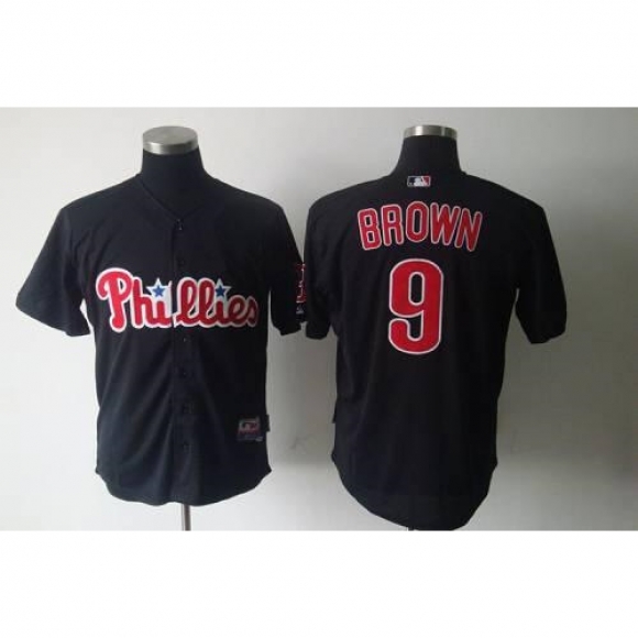 Phillies #9 Domoic Brown Black Stitched MLB Jersey