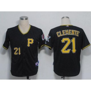 Pirates #21 Roberto Clemente Black Cool Base Stitched MLB Jersey