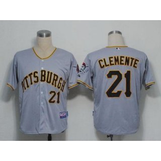 Pirates #21 Roberto Clemente Grey Cool Base Stitched MLB Jersey