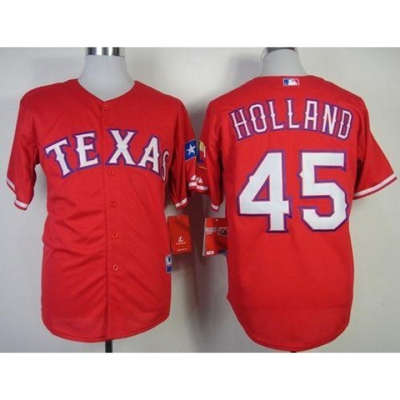 Rangers #45 Derek Holland Stitched MLB Red Cool Base Jersey