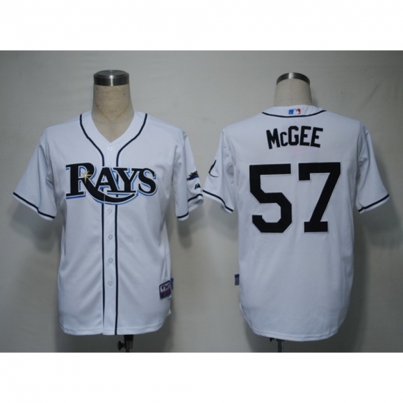 Rays #57 Jake Mcgee White Cool Base Stitched MLB Jersey