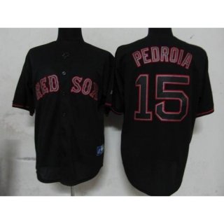 Red Sox #15 Dustin Pedroia Black Fashion Stitched MLB Jersey