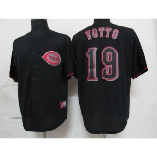 Reds #19 Joey Votto Black Fashion Stitched MLB Jersey