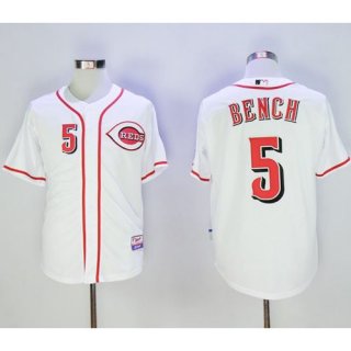 Reds #5 Johnny Bench White Cool Base Stitched MLB Jersey