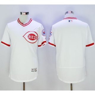 Reds Blank White Flexbase Authentic Collection Cooperstown Stitched MLB Jersey