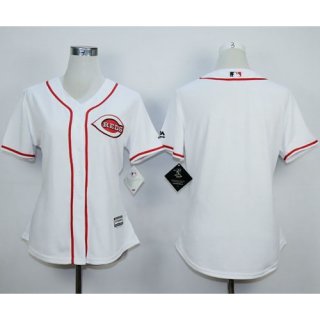 Reds Blank White Home Women's Stitched MLB Jersey