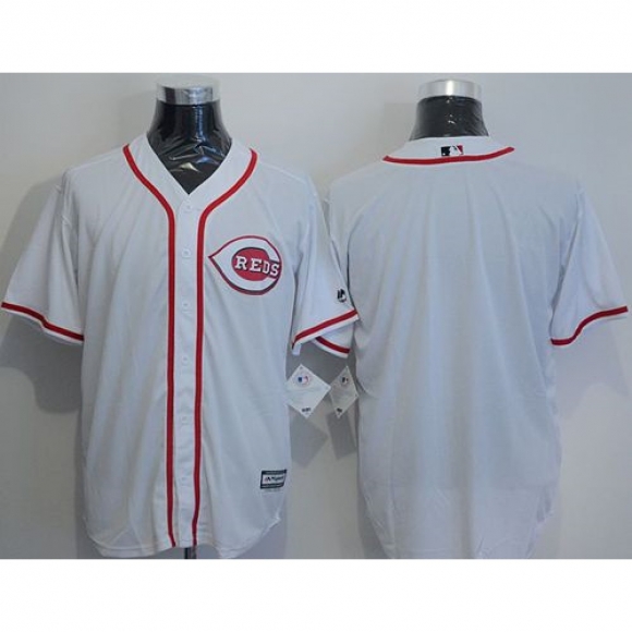 Reds Blank White New Cool Base Stitched MLB Jersey