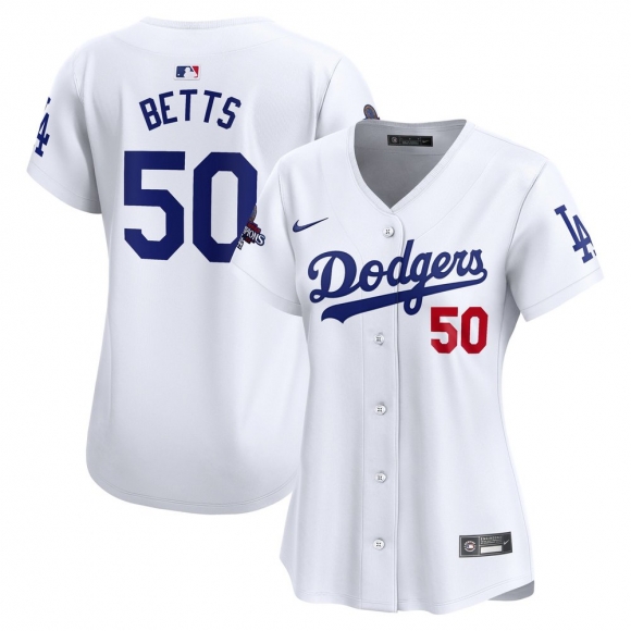 Women's Los Angeles Dodgers Mookie Betts Nike White 2024 World Series Champions Home Limited Player Jersey