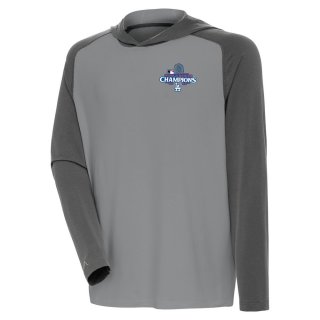 Men's Los Angeles Dodgers Antigua Gray 2024 World Series Champions Intrepid Raglan Pullover Hoodie