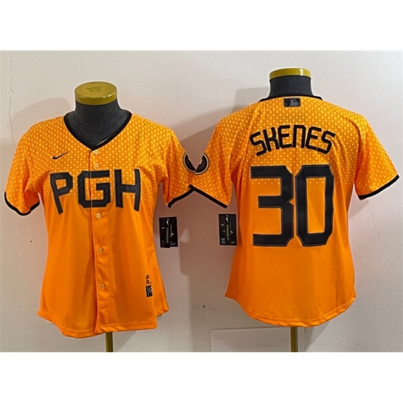 Women's Pittsburgh Pirates #30 Paul Skenes Gold City Connect Stitched Jersey