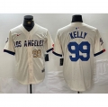 Men's Los Angeles Dodgers #99 Joe Kelly Cream Stitched Baseball Jersey