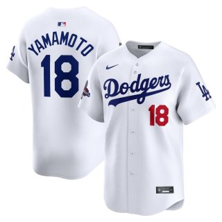 Men's Los Angeles Dodgers Yoshinobu Yamamoto Nike White 2024 World Series Champions Home Limited Player Jersey