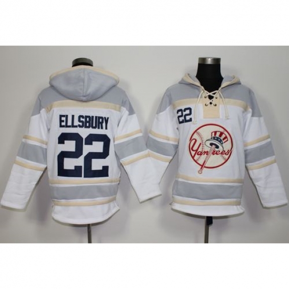 Yankees #22 Jacoby Ellsbury White Sawyer Hooded Sweatshirt MLB Hoodie