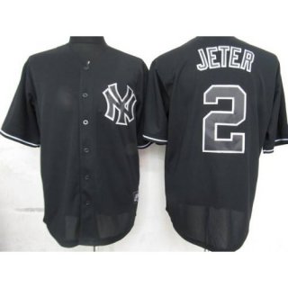 Yankees #2 Derek Jeter Black Fashion Stitched MLB Jersey