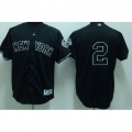 Yankees #2 Derek Jeter Stitched Black MLB Jersey