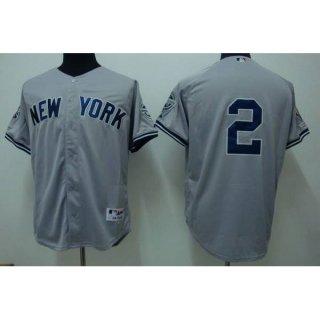 Yankees #2 Derek Jeter Stitched Grey Youth MLB Jersey