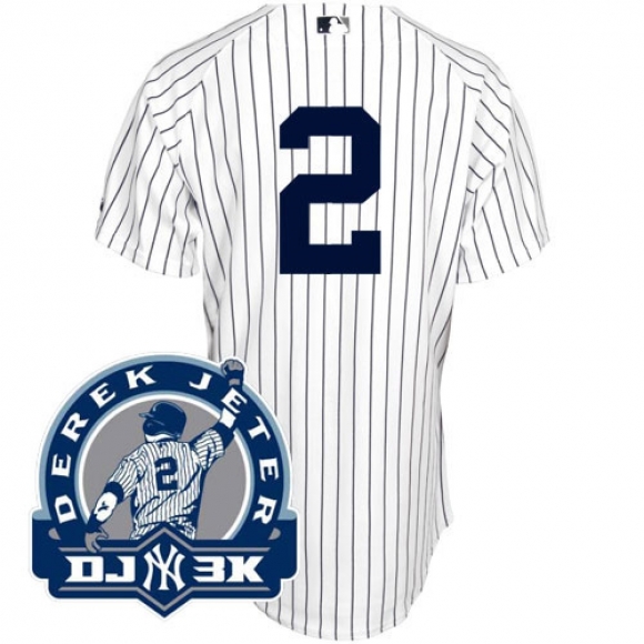 Yankees #2 Derek Jeter White With DJ-3K Patch Stitched MLB Jersey