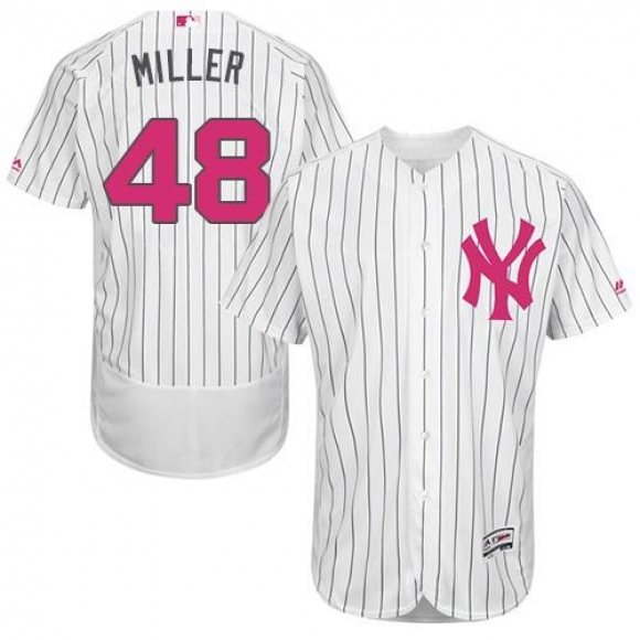Yankees #48 Andrew Miller White Strip Flexbase Authentic Collection 2016 Mother's Day Stitched MLB Jersey