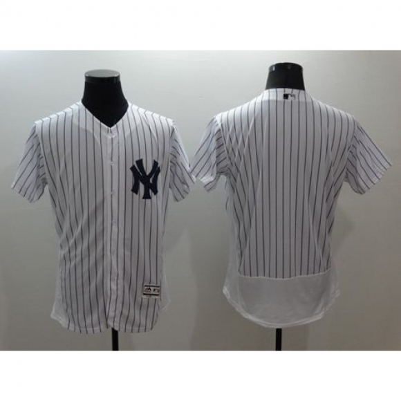 Yankees Blank White Strip Flexbase Authentic Collection Stitched MLB Jersey