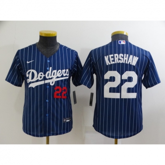 Youth Los Angeles Dodgers #22 Clayton Kershaw Blue Stitched Jersey