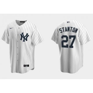 Youth New York Yankees #27 Giancarlo Stanton White Cool Base Stitched Baseball Jersey