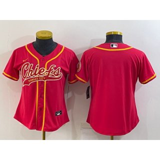 Youth Kansas City Chiefs Blank Red With Patch Cool Base Stitched Baseball Jersey