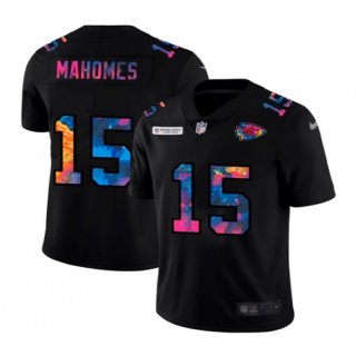 Men's Kansas City Chiefs #15 Patrick Mahomes Black Crucial Catch Limited Stitched Jersey