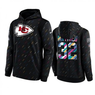 Men's Kansas City Chiefs #32 Tyrann Mathieu 2021 Charcoal Crucial Catch Therma Pullover Hoodie