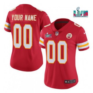 Women's Kansas City Chiefs Active Player Custom Red Super Bowl LVII Patch Vapor Stitched Jersey(Run Small)