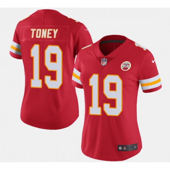 Women's Kansas City Chiefs #19 Kadarius Toney Red Vapor Stitched Jersey(Run Small)