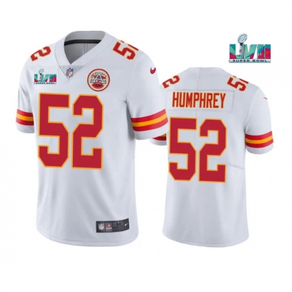 Men's Kansas City Chiefs #52 Creed Humphrey White Super Bowl LVII Patch Vapor Untouchable Limited Stitched Jersey