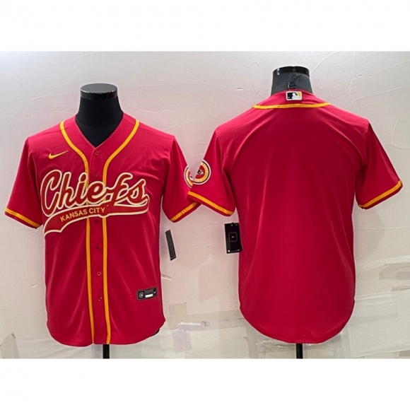 Men's Kansas City Chiefs Blank Red Cool Base Stitched Baseball Jersey