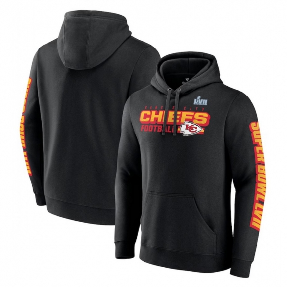 Men's Kansas City Chiefs Black Super Bowl LVII Star Trail Pullover Hoodie