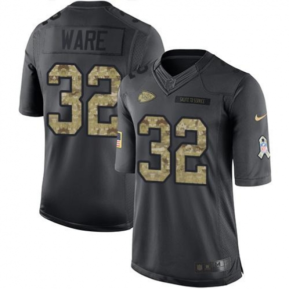 Nike Chiefs #32 Spencer Ware Black Men's Stitched NFL Limited 2016 Salute to Service Jersey