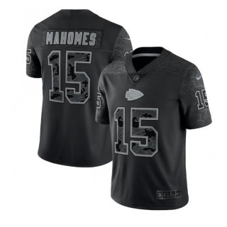 Men's Kansas City Chiefs #15 Patrick Mahomes Black Reflective Limited Stitched Football Jersey