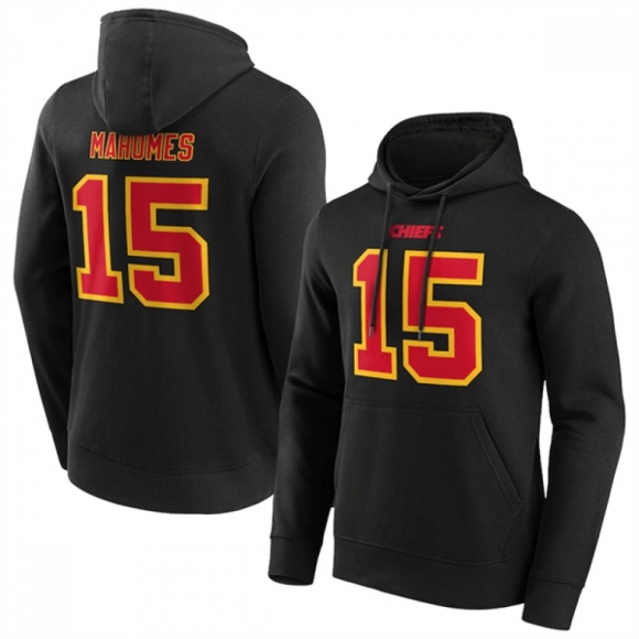 Men's Kansas City Chiefs #15 Patrick Mahomes Black Hoodie