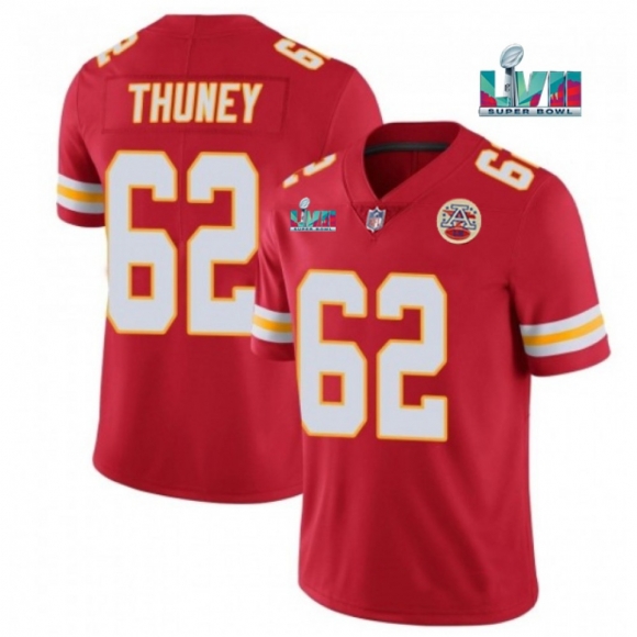 Youth Kansas City Chiefs #62 Joe Thuney Red Super Bowl LVII Patch Vapor Untouchable Limited Stitched Jersey