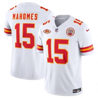 Men's Kansas City Chiefs #15 Patrick Mahomes White 2023 F.U.S.E. With "NKH" Patch Vapor Untouchable Limited Stitched Jersey