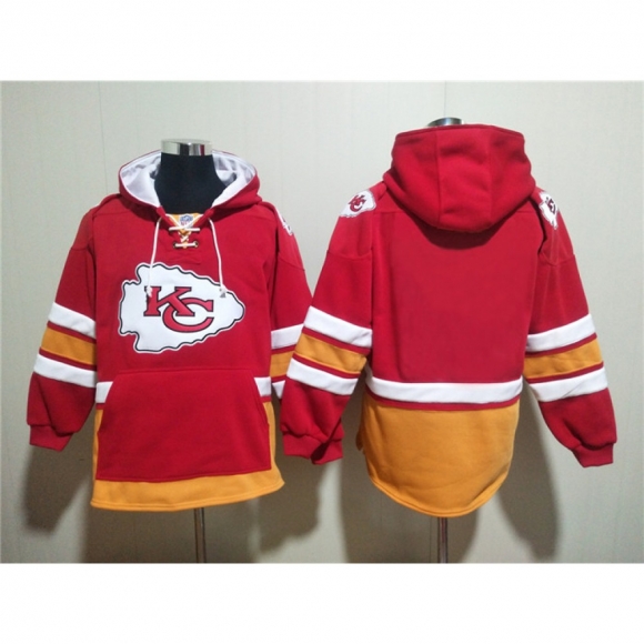 Men's Kansas City Chiefs Blank Red Lace-Up Pullover Hoodie